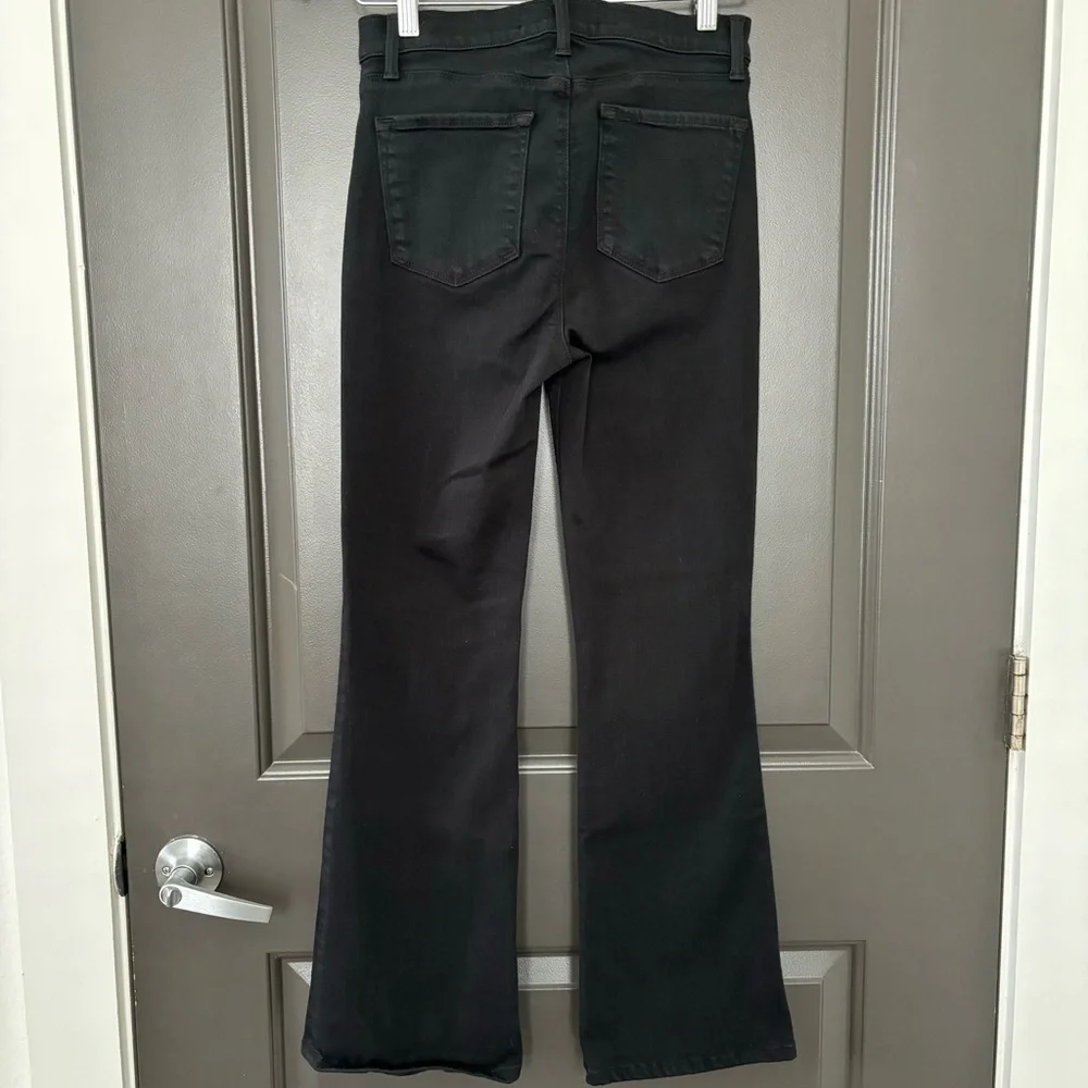 J Brand Maria Flare Jeans in Serious Black High Rise Flared Matte Black Size 29